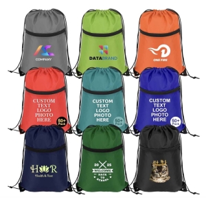 Custom Drawstring Bags with Zipper Pocket