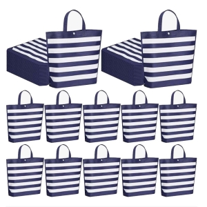 Reusable Blue&White Striped  Grocery Bags