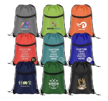 Custom Drawstring Bags with Zipper Pocket