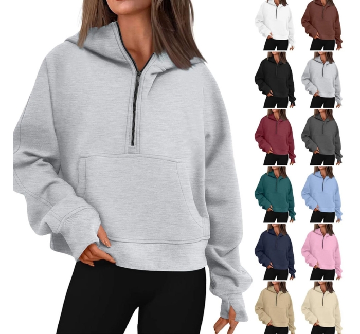 Women's Half Zip Cropped Pullover