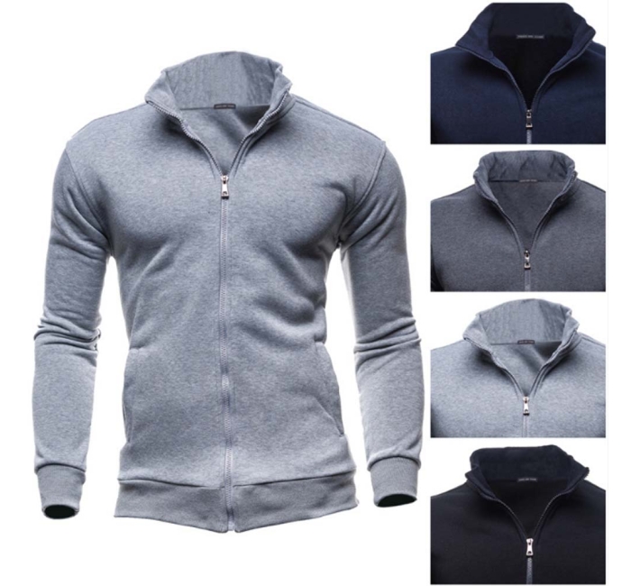 Men's Hoodless Zip Up Sweatshirts