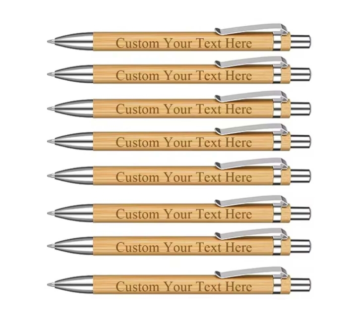 Custom Logo Bamboo Ballpoint Pens