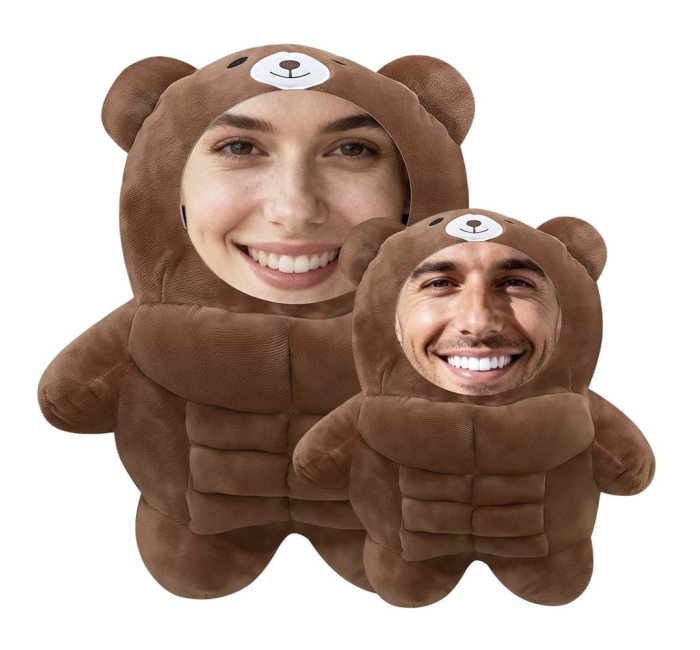 Custom Face Muscle Bear Plush Pillow