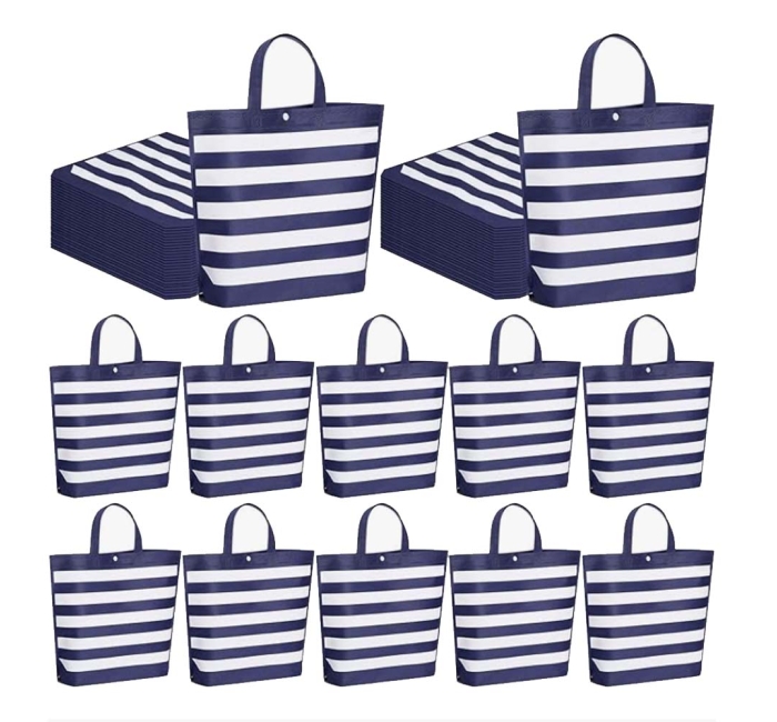 Reusable Blue&White Striped  Grocery Bags