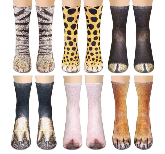 3D Animal Paw Crew Socks